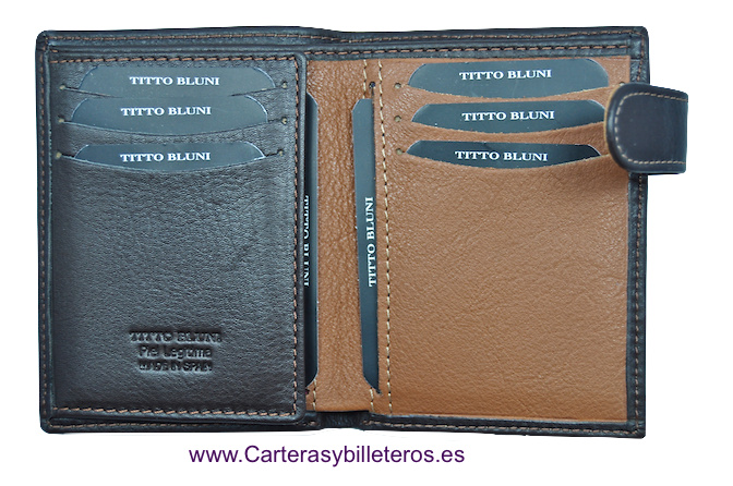 MAN WALLET BRAND BLUNI TITTO MAKE IN LUXURY LEATHER 10 CREDIT CARDS 