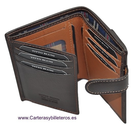 MAN WALLET BRAND BLUNI TITTO MAKE IN LUXURY LEATHER 10 CREDIT CARDS 