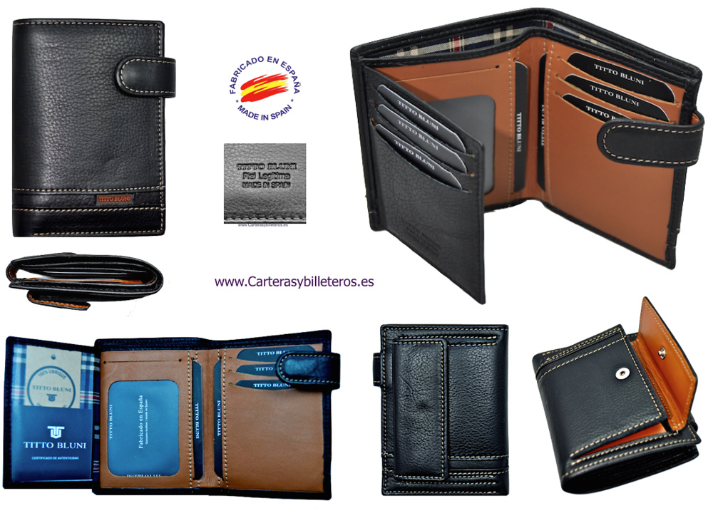 MAN WALLET BRAND BLUNI TITTO MAKE IN LUXURY LEATHER 10 CREDIT CARDS 