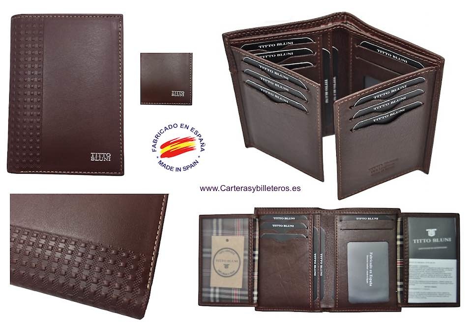 MAN WALLET BRAND BLUNI TITTO MAKE IN LUXURY LEATHER 16 CREDIT CARDS 