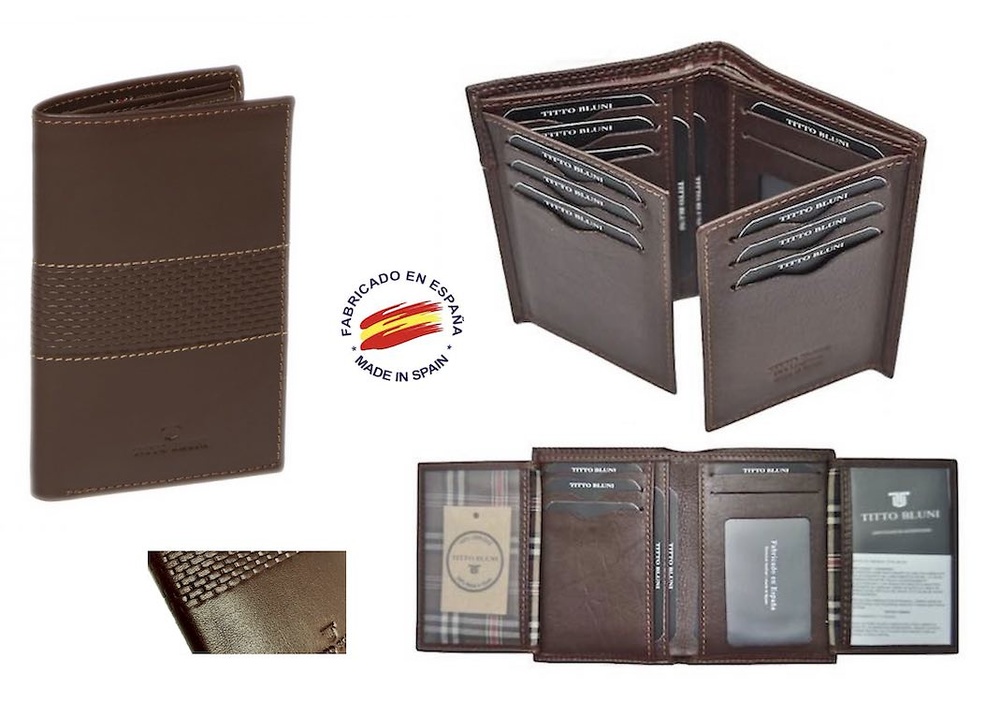 MAN WALLET BRAND BLUNI TITTO MAKE IN LUXURY LEATHER 16 CREDIT CARDS 