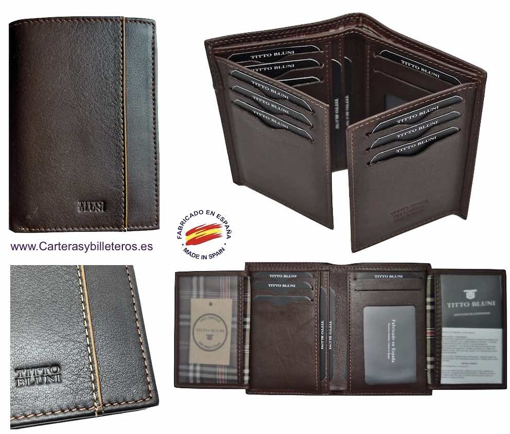 MAN WALLET BRAND BLUNI TITTO MAKE IN LUXURY LEATHER 16 CREDIT CARDS 