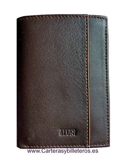 MAN WALLET BRAND BLUNI TITTO MAKE IN LUXURY LEATHER 16 CREDIT CARDS 