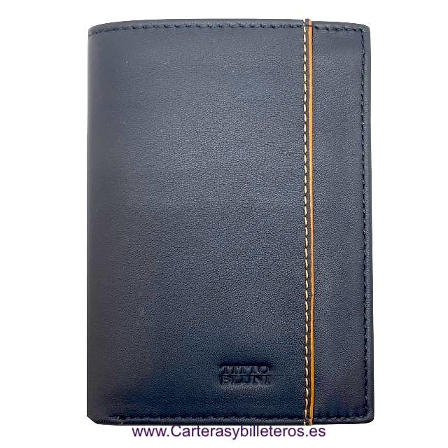 MAN WALLET BRAND BLUNI TITTO MAKE IN LUXURY LEATHER 16 CREDIT CARDS 