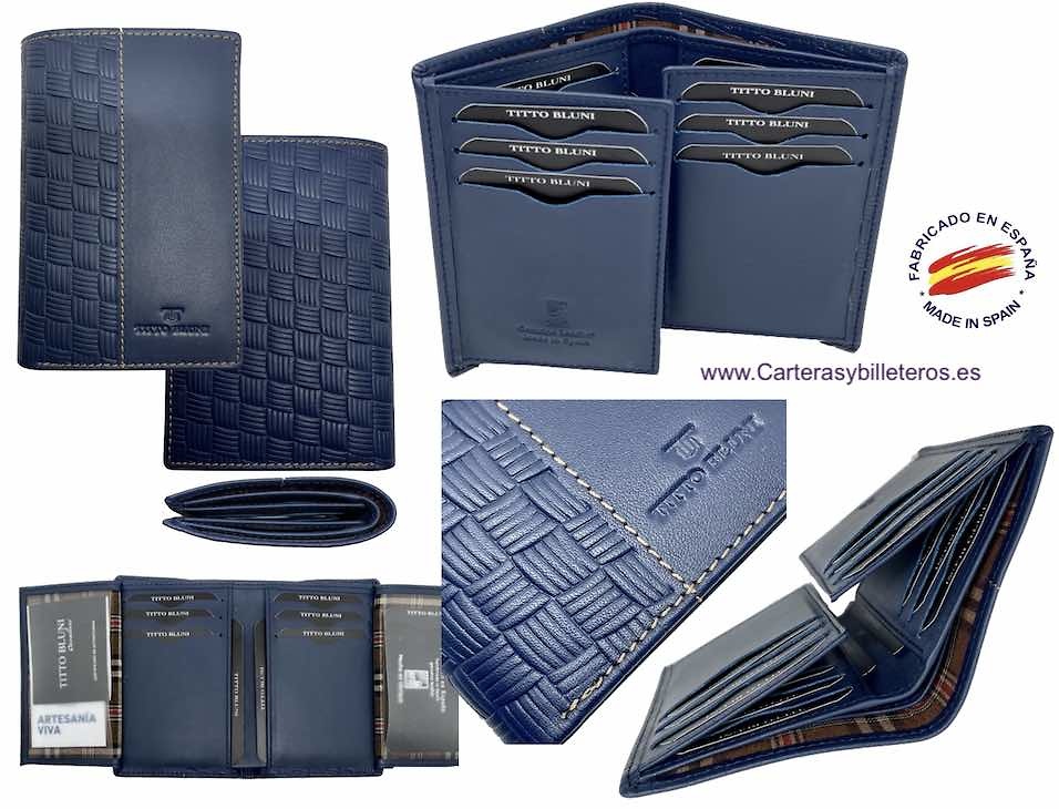 MAN WALLET BRAND BLUNI TITTO MAKE IN LUXURY LEATHER 16 CREDIT CARDS 