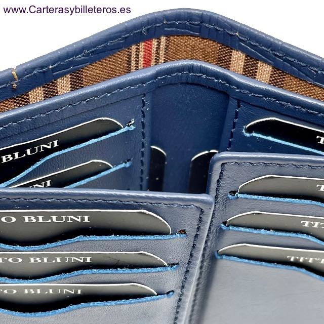 MAN WALLET BRAND BLUNI TITTO MAKE IN LUXURY LEATHER 16 CREDIT CARDS 