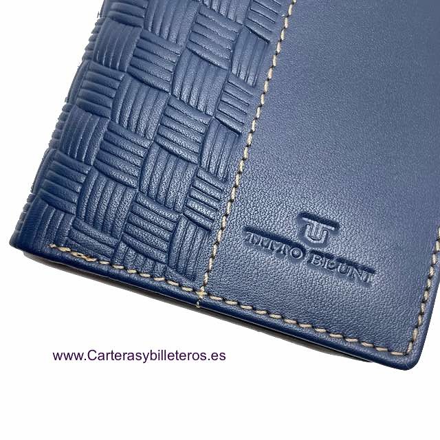 MAN WALLET BRAND BLUNI TITTO MAKE IN LUXURY LEATHER 16 CREDIT CARDS 