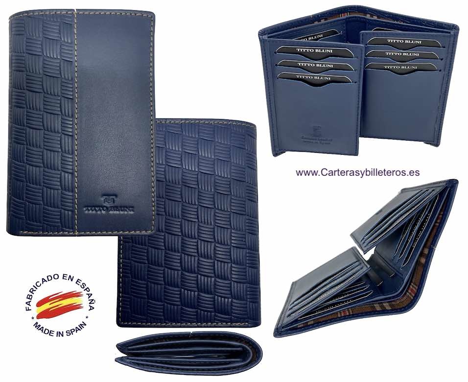 MAN WALLET BRAND BLUNI TITTO MAKE IN LUXURY LEATHER 16 CREDIT CARDS 