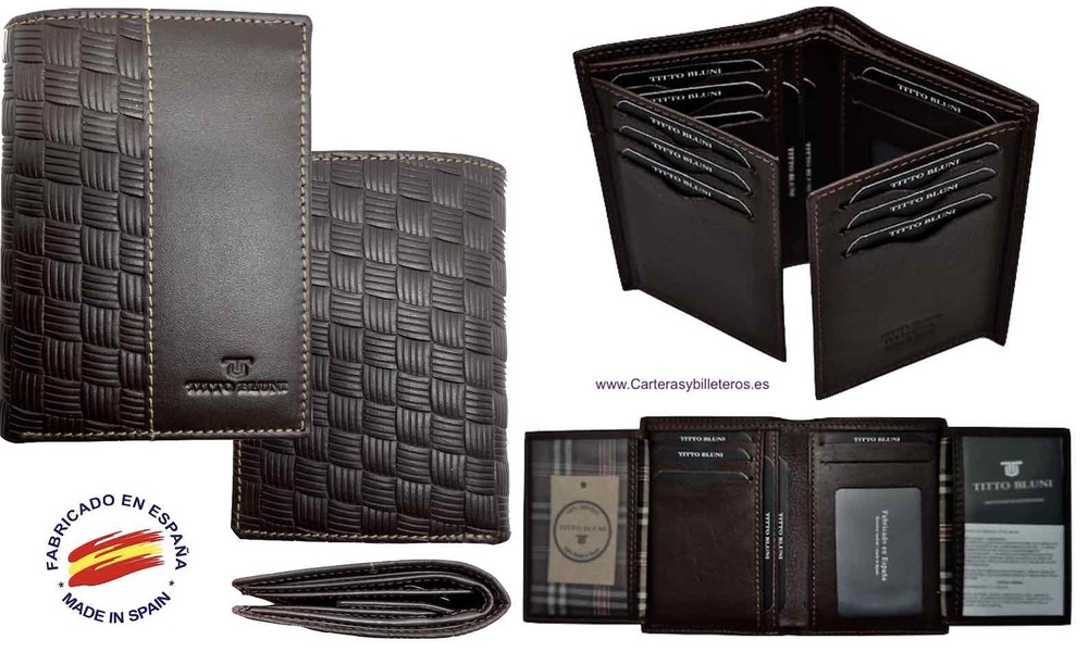 MAN WALLET BRAND BLUNI TITTO MAKE IN LUXURY LEATHER 16 CREDIT CARDS 