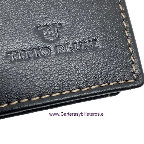 MAN WALLET BRAND BLUNI TITTO MAKE IN LUXURY LEATHER 16 CREDIT CARDS 