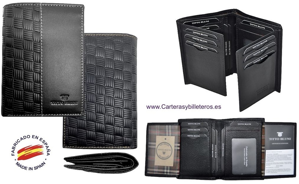 MAN WALLET BRAND BLUNI TITTO MAKE IN LUXURY LEATHER 16 CREDIT CARDS 