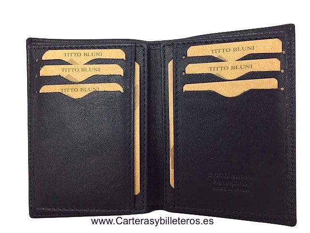 MAN WALLET BRAND BLUNI TITTO MAKE IN LUXURY LEATHER 17 CREDIT CARDS 