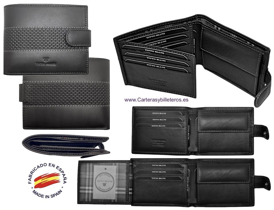 MAN WALLET BRAND BLUNI TITTO MAKE IN LUXURY LEATHER CARBONO 