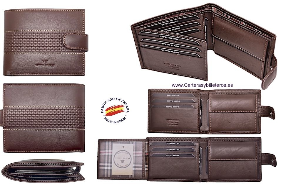 MAN WALLET BRAND BLUNI TITTO MAKE IN LUXURY LEATHER CARBONO 