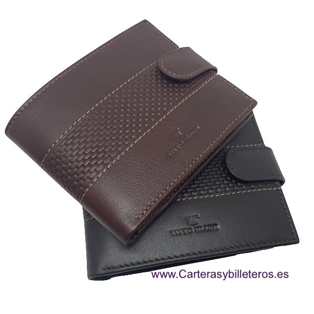 MAN WALLET BRAND BLUNI TITTO MAKE IN LUXURY LEATHER CARBONO 