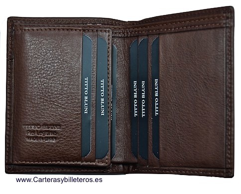 MAN WALLET BRAND BLUNI TITTO MAKE IN LUXURY LEATHER FOR 9 CREDIT CARDS 