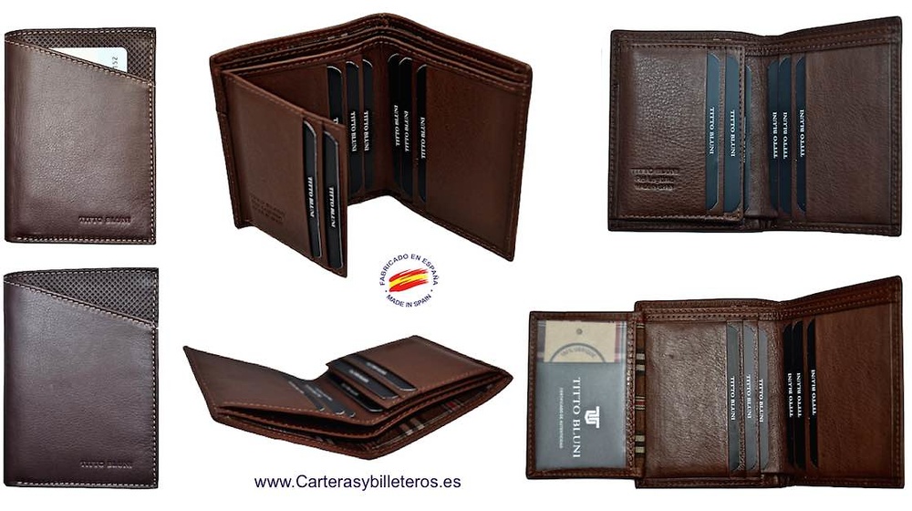 MAN WALLET BRAND BLUNI TITTO MAKE IN LUXURY LEATHER FOR 9 CREDIT CARDS 