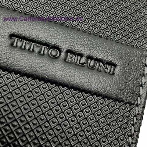 MAN WALLET BRAND BLUNI TITTO MAKE IN LUXURY LEATHER GRAPHITEC FOR 16 CREDIT CARDS 