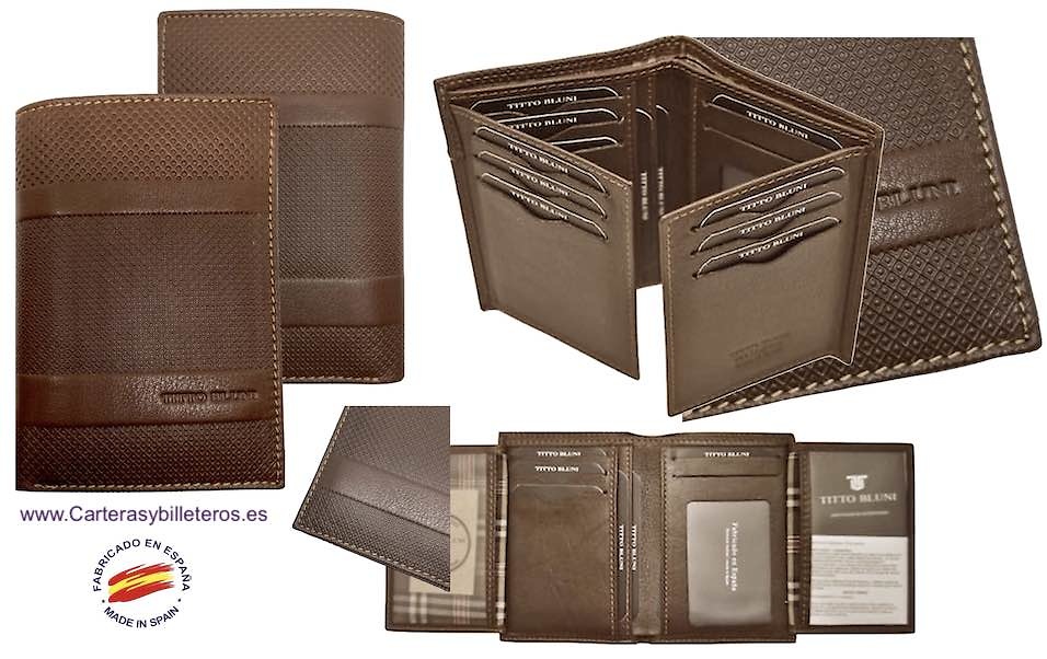 MAN WALLET BRAND BLUNI TITTO MAKE IN LUXURY LEATHER GRAPHITEC FOR 16 CREDIT CARDS 