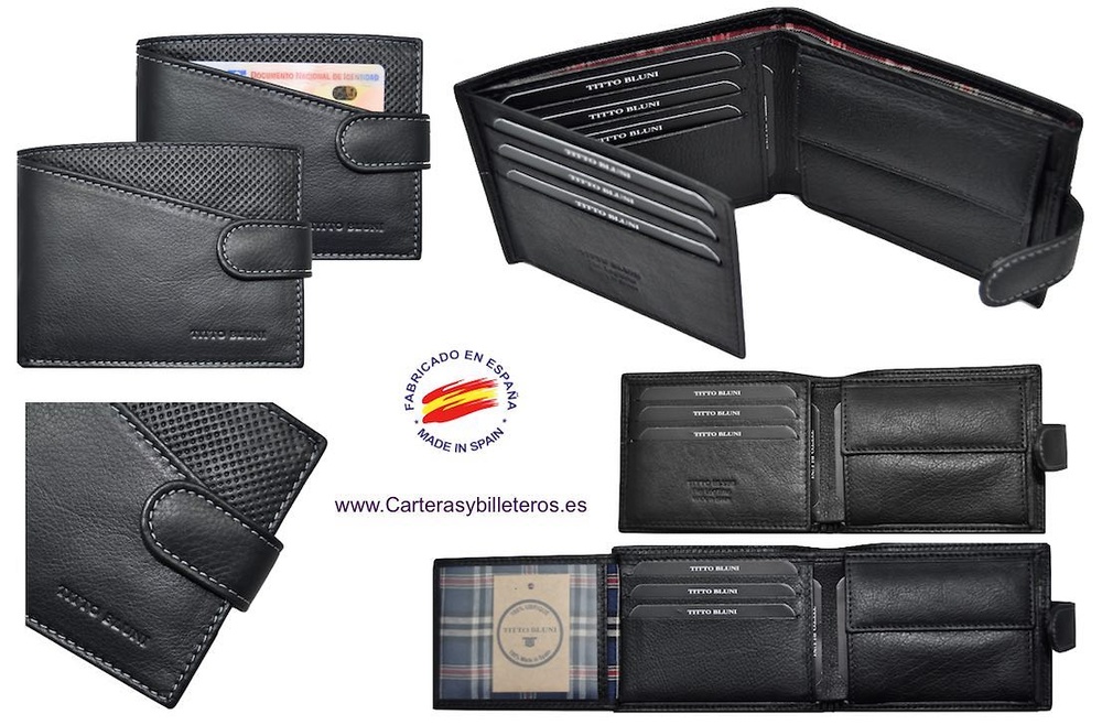 MAN WALLET BRAND BLUNI TITTO MAKE IN LUXURY LEATHER GRAPHITEC 