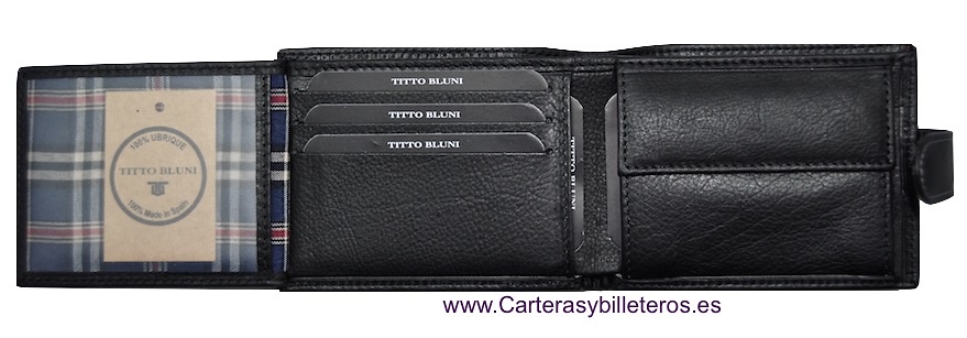 MAN WALLET BRAND BLUNI TITTO MAKE IN LUXURY LEATHER GRAPHITEC 