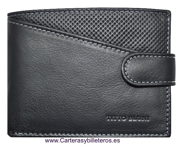 MAN WALLET BRAND BLUNI TITTO MAKE IN LUXURY LEATHER GRAPHITEC 