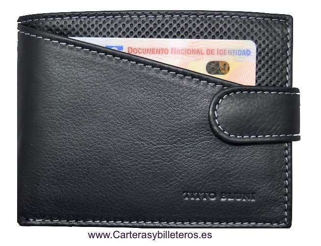 MAN WALLET BRAND BLUNI TITTO MAKE IN LUXURY LEATHER GRAPHITEC 