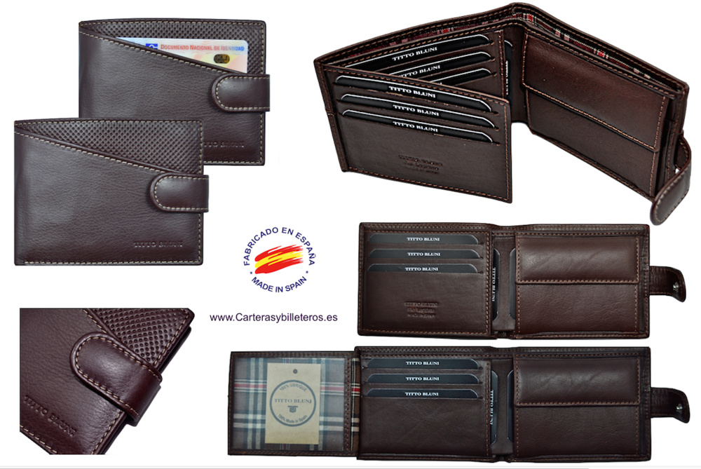 MAN WALLET BRAND BLUNI TITTO MAKE IN LUXURY LEATHER GRAPHITEC 