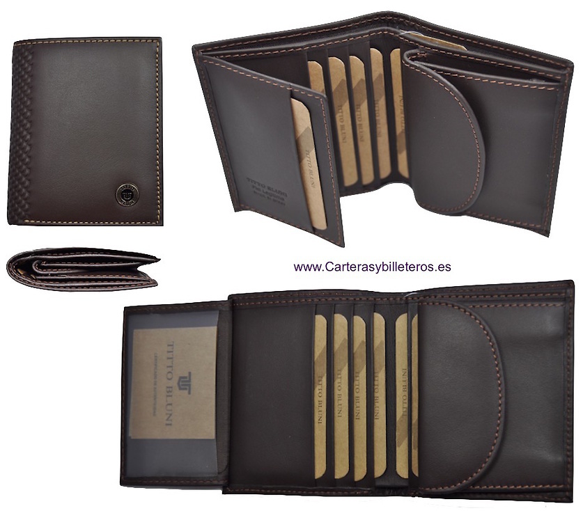 MAN WALLET BRAND BLUNI TITTO MAKE IN LUXURY LEATHER WITH PURSE 