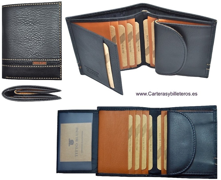 MAN WALLET BRAND BLUNI TITTO MAKE IN LUXURY LEATHER WITH PURSE 