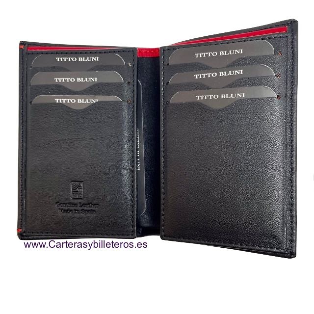 MAN WALLET CARD HOLDER BRAND BLUNI TITTO MAKE IN LUXURY LEATHER 16 CREDIT CARDS 