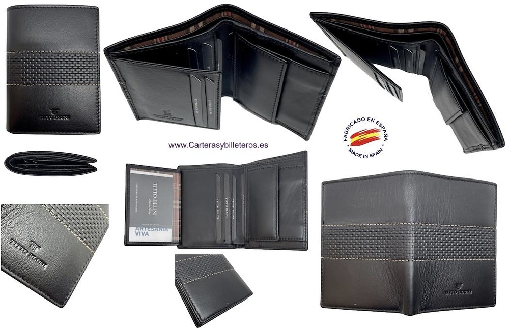 MAN WALLET WITH PURSE TITTO BLUNI IN LUXURY CARBON LEATHER 