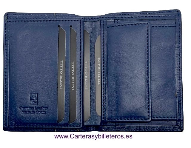 MAN WALLET WITH TITTO BLUNI ENGRAVED LEATHER PURSE 