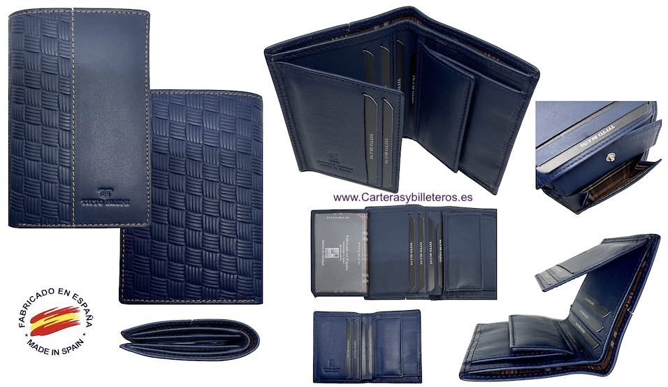 MAN WALLET WITH TITTO BLUNI ENGRAVED LEATHER PURSE 