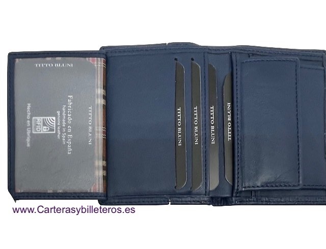 MAN WALLET WITH TITTO BLUNI ENGRAVED LEATHER PURSE 