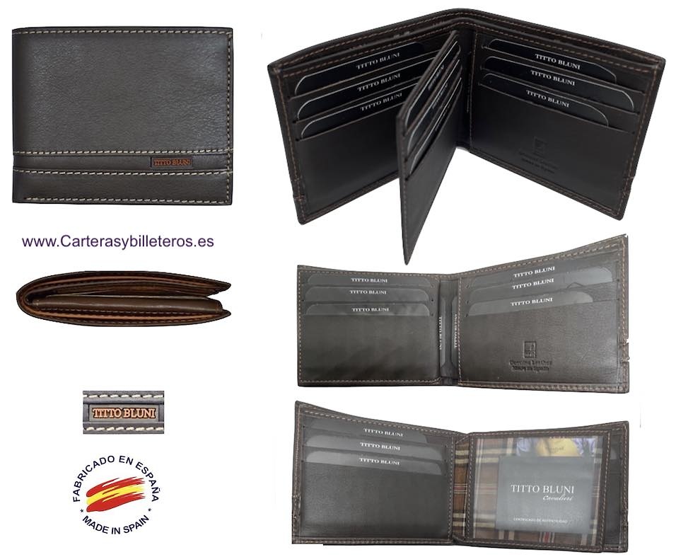 MAN WALLETS BRAND BLUNI TITTO MAKE LUXURY LEATHER MADE IN SPAIN 