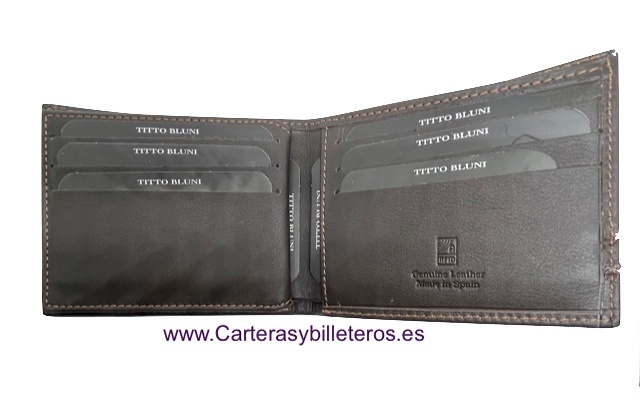 MAN WALLETS BRAND BLUNI TITTO MAKE LUXURY LEATHER MADE IN SPAIN 