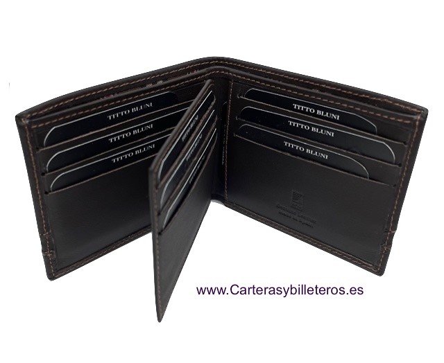 MAN WALLETS BRAND BLUNI TITTO MAKE LUXURY LEATHER MADE IN SPAIN 