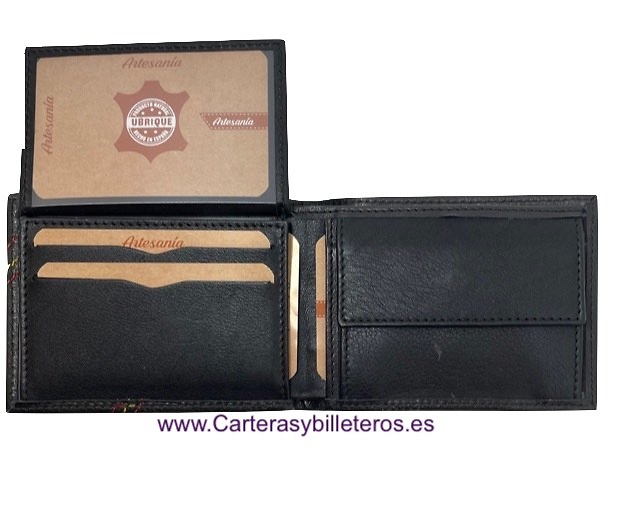 MAN'S LEATHER WALLET WITH PESPOINT AND FLAG OF SPAIN 