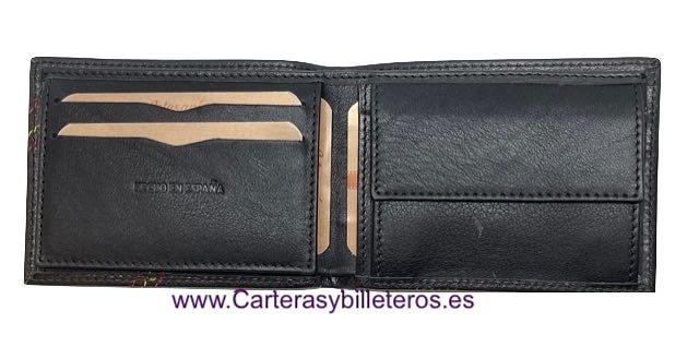 MAN'S LEATHER WALLET WITH PESPOINT AND FLAG OF SPAIN 