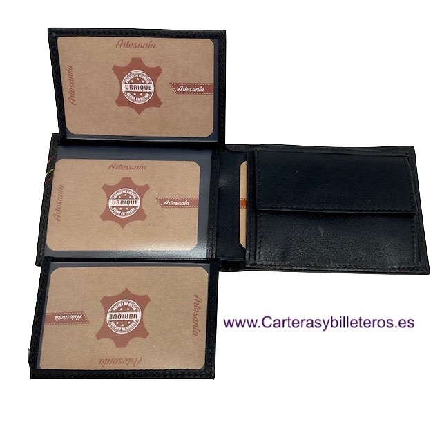 MAN'S LEATHER WALLET WITH PESPOINT AND FLAG OF SPAIN 