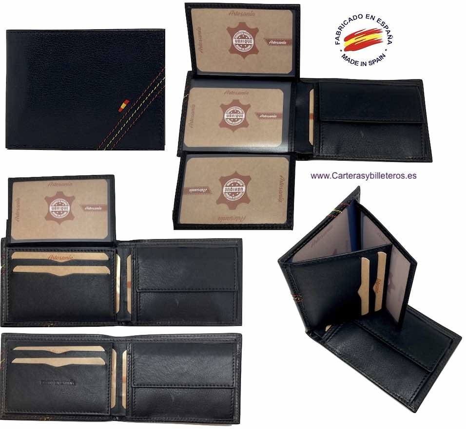 MAN'S LEATHER WALLET WITH PESPOINT AND FLAG OF SPAIN 