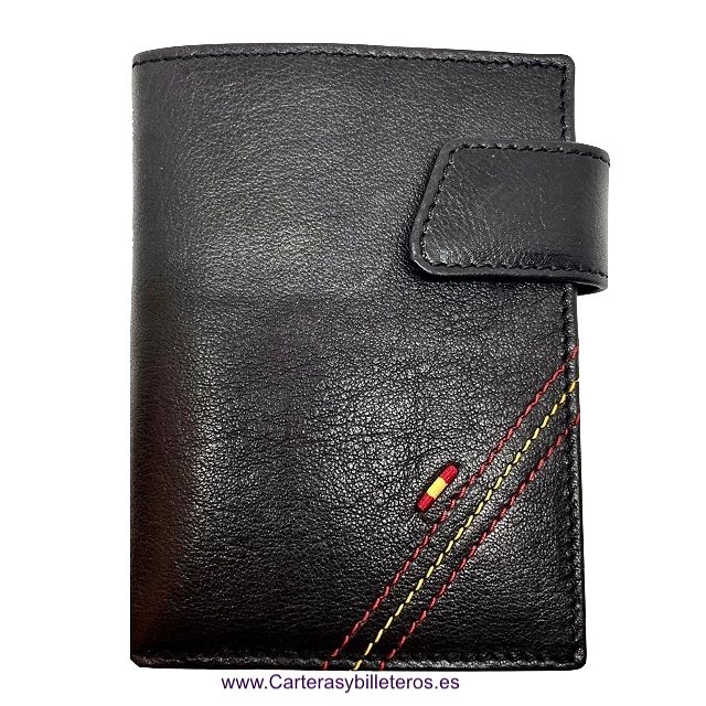 MAN'S LEATHER WALLET WITH PESPOINT AND FLAG OF SPAIN 