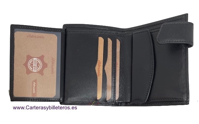 MAN'S LEATHER WALLET WITH PESPOINT AND FLAG OF SPAIN 