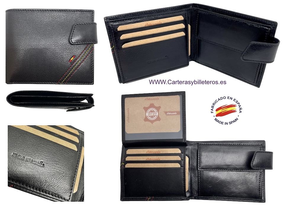 MAN'S LEATHER WALLET WITH PESPOINT AND FLAG OF SPAIN 