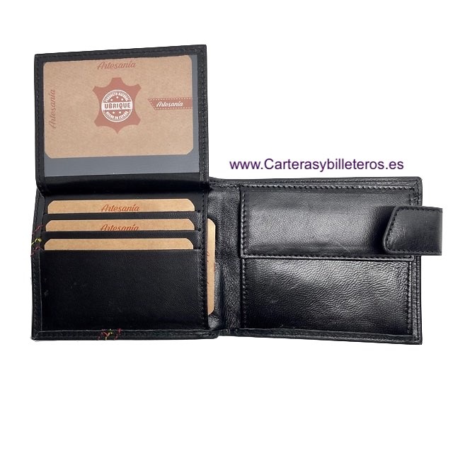 MAN'S LEATHER WALLET WITH PESPOINT AND FLAG OF SPAIN 