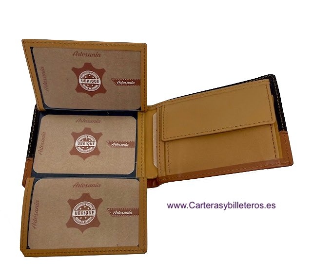 MAN'S LEATHER WALLET WITH TRIPLE CARD HOLDER 