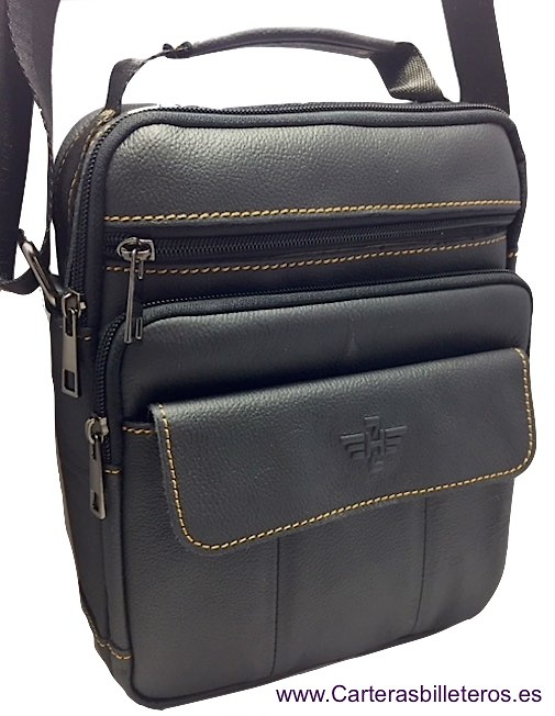 MEDIAN BAG OF SKIN FOR MEN WITH HANDLE AND SHOULDER STRAP 