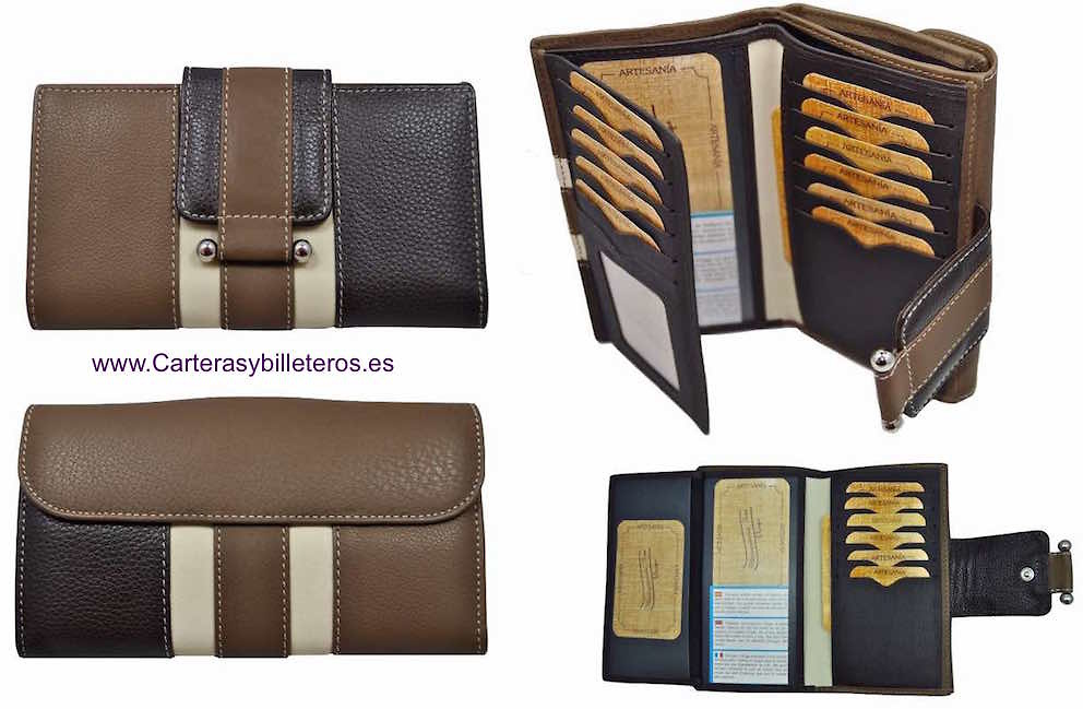 MEDIO WALLET WOMEN'S WITH A LEATHER BOW MADE IN SPAIN 