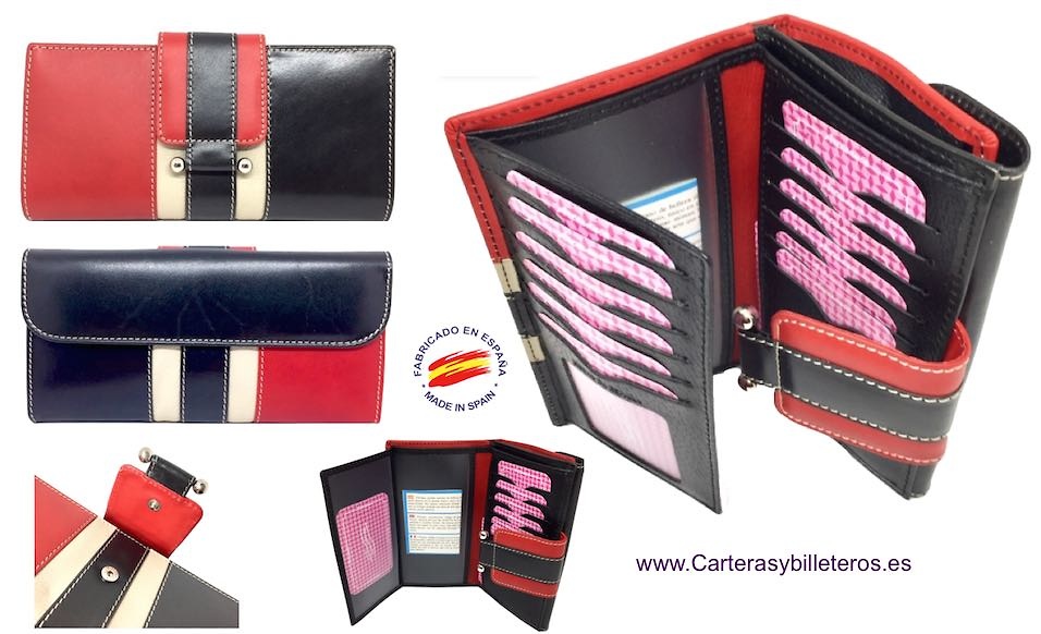 MEDIO WALLET WOMEN'S WITH A LEATHER BOW MADE IN SPAIN 